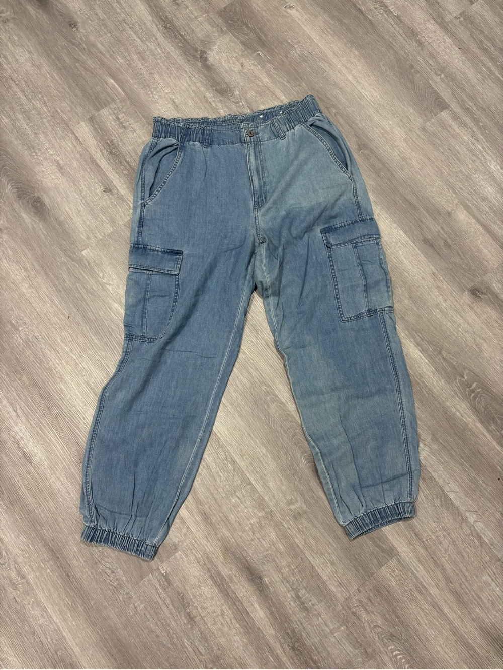 American Eagle Outfitters Light Blue Denim Cargo Jogger Pants